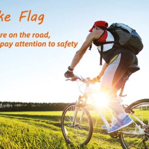 Bike Safety Flag with Pole 2 Sets, 6-Foot Adjustable Height Sturdy Fiberglass Tear-Resistant Waterproof Orange Safety Flag (Red Yellow and White)