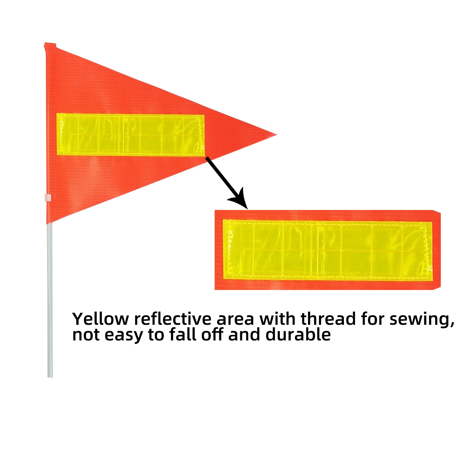 Bike Safety Flag with Pole 2 Sets, 6-Foot Adjustable Height Sturdy Fiberglass Tear-Resistant Waterproof Orange Safety Flag (Red Yellow and White)