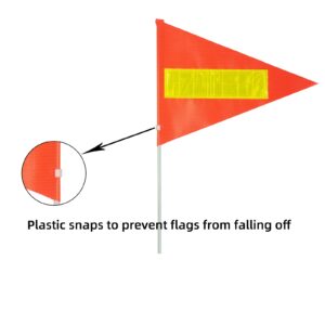 Bike Safety Flag with Pole 2 Sets, 6-Foot Adjustable Height Sturdy Fiberglass Tear-Resistant Waterproof Orange Safety Flag (Red Yellow and White)