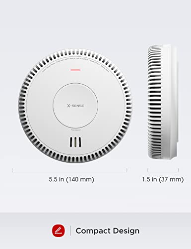 X-Sense Hardwired Smoke Detector, Hardwired Interconnected Smoke Alarm with Battery Backup, Interconnects Up to 18 AC-Powered Alarms, XP04-S, 1-Pack