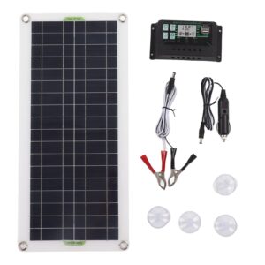 cryfokt 30w 12v 24v solar panel kit, solar panel maintainer with voltage controller and sae cable adapters, solar battery for car, rv, boat, marine, trailer