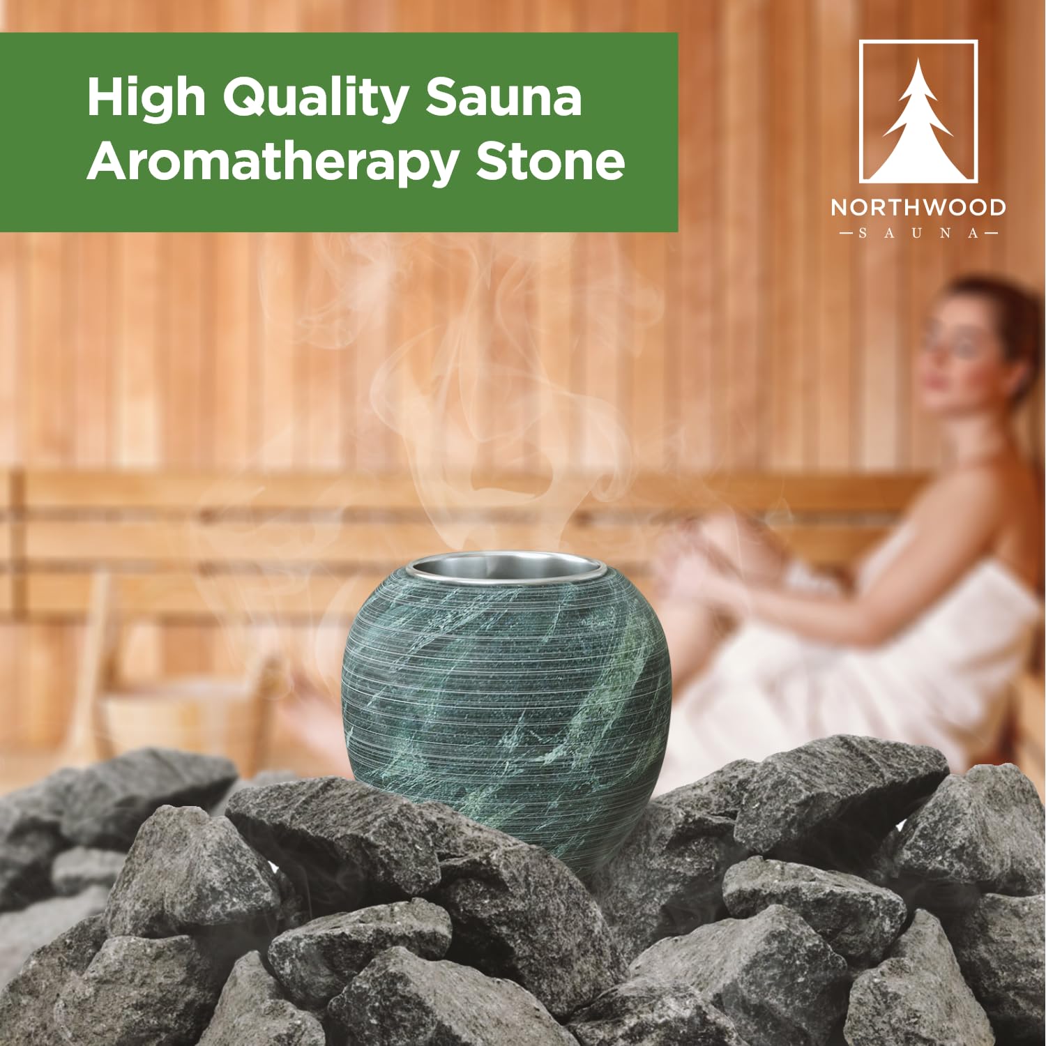 Northwood Sauna Aromatherapy Stone Cup - Essential Oil Diffuser - Natural Rock with Stainless Steel Bowl