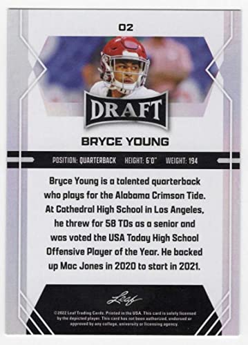 BRYCE YOUNG RC 2022 Leaf Draft Retail Blaster Blue #2 NM+-MT+ NFL Football ARC ROOKIE