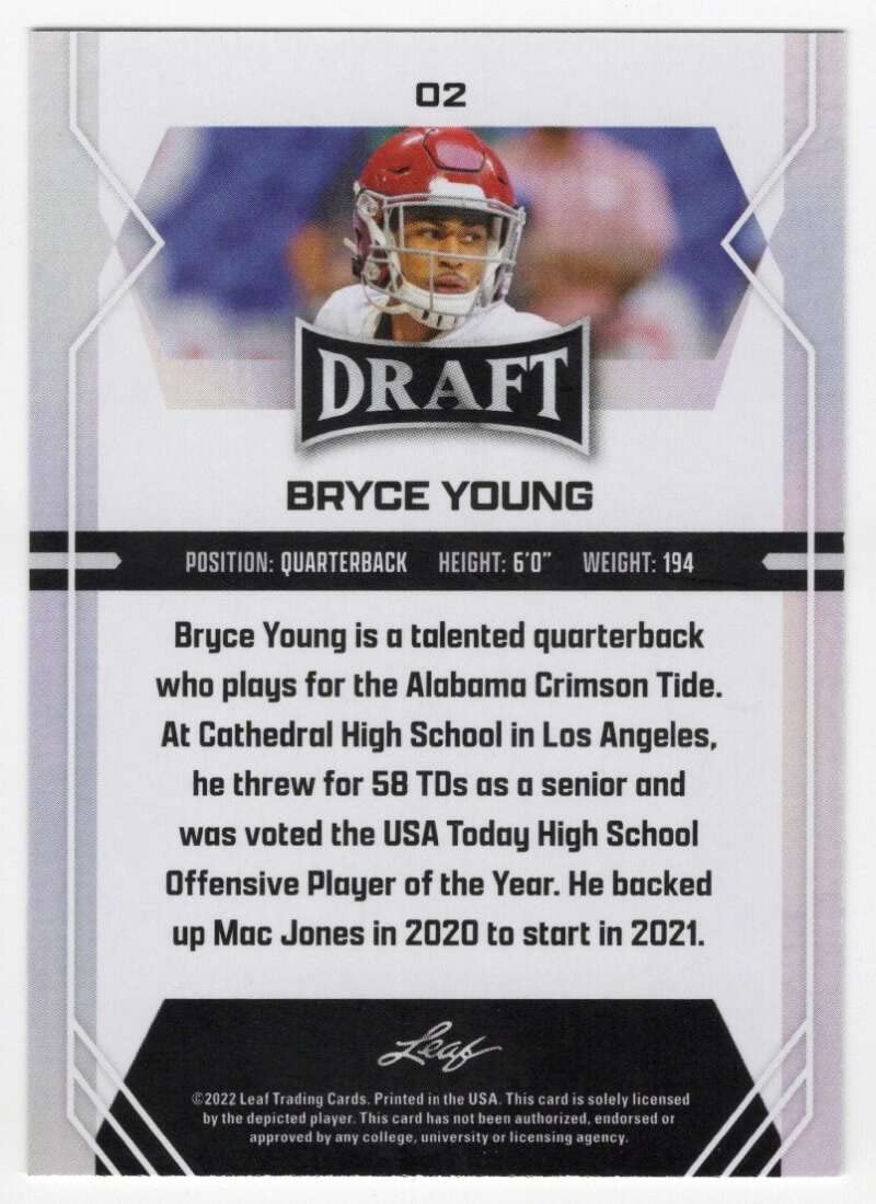 BRYCE YOUNG RC 2022 Leaf Draft Retail Blaster #2 NM+-MT+ NFL Football ROOKIE ARC