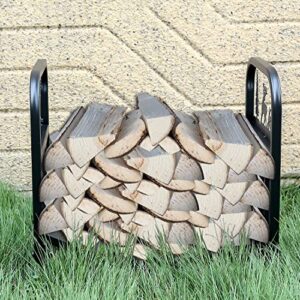 Firewood Rack Outdoor-Heavy Duty Indoor Wood Storage Black Powder Coated Steel Log Rack Wood Holder for Fireplace,Patio, Wood Pile Storage Stacker Organizer with Christmas Elements