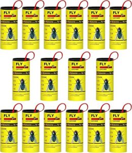 fly ribbons sticky fly traps for kitchen, fly strips catcher ribbon, flies paper strip indoor (16pack)