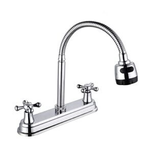 solvex 2 handle kitchen sink faucet, high arc 360 swivel stainless steel pipe 3 hole kitchen faucet, commercial modern chrome kitchen sink faucet with flexible spout, sp-80202