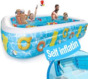 inflatable above ground pool for adults - blow up kids pools for backyard, inflatable pool above ground pool 118" x 72" x 22" thickened family pool kiddie self swimming pool blow up pool for ages 3+