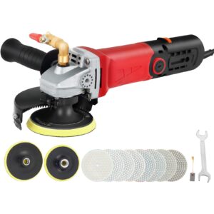 vevor wet buffer / polisher, variable speed 8 pcs kit, extra 4" & 5" diamond polishing pads , buffing machine w 59" pipe adapter & splash shield, concrete stone tool for granite/marble countertop ce