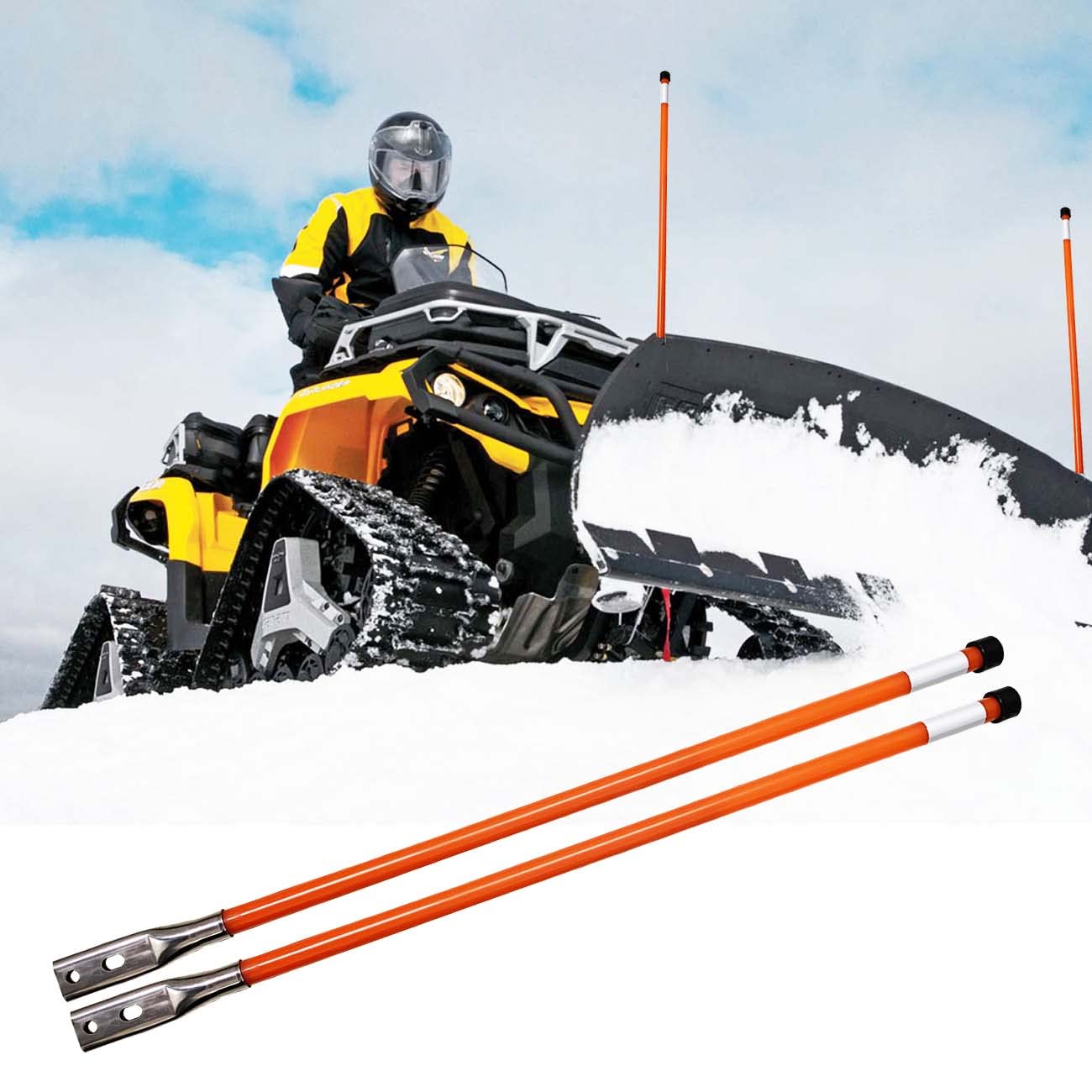 SUONE 28''Snow Plow Blade Markers Guides Kit 304 Vertical Stud MountNever Break Stainless Steel Join Fit forBlizzard Boss SNO-Way Western Snowplows & Many More Pickup Truck SUV UTV ATV