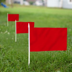 Anley Red Mini Flag 12 Pack - Hand Held Small Miniature Solid Red Blank Flags on Stick - Fade Resistant & Vivid Colors - 5x8 Inch with Solid Pole & Spear Top