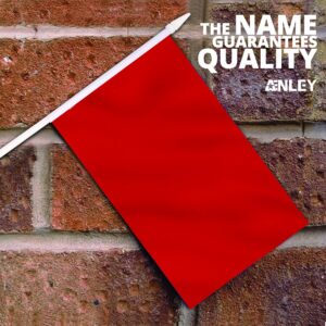 Anley Red Mini Flag 12 Pack - Hand Held Small Miniature Solid Red Blank Flags on Stick - Fade Resistant & Vivid Colors - 5x8 Inch with Solid Pole & Spear Top