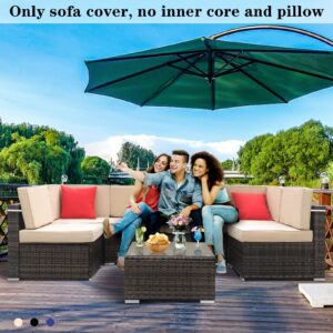 Qaworci Outdoor Cushion Slipcovers, Waterproof Patio Cushion Covers Replacement, Washable Patio Cushion Covers, Cushion Covers for Patio Furniture with Zipper (23.6 * 23.6 * 3.5 inches-14, Beige)