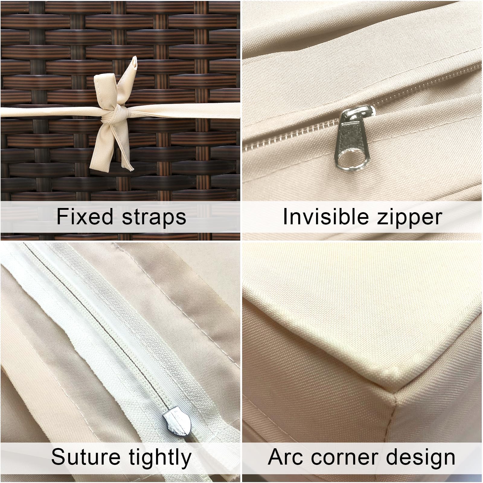 Qaworci Outdoor Cushion Slipcovers, Waterproof Patio Cushion Covers Replacement, Washable Patio Cushion Covers, Cushion Covers for Patio Furniture with Zipper (23.6 * 23.6 * 3.5 inches-14, Beige)