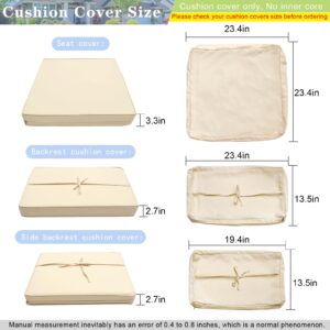 Qaworci Outdoor Cushion Slipcovers, Waterproof Patio Cushion Covers Replacement, Washable Patio Cushion Covers, Cushion Covers for Patio Furniture with Zipper (23.6 * 23.6 * 3.5 inches-14, Beige)