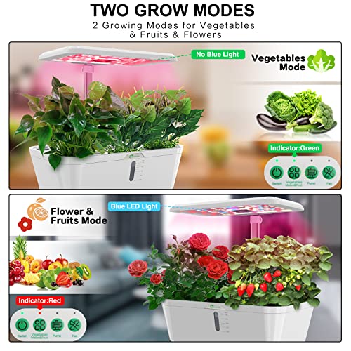 AMORNING Alexa-WiFi Control APP 15Pods 7.5L Hydroponics Growing System Water Tank,Smart Indoor Garden LED Grow Light Included Seeds Built-in Fan,Pump,Up to 19.3"