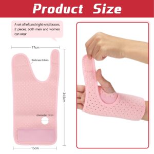 2 Pieces Carpal Tunnel Wrist Braces for Night Wrist Sleep Support Brace Wrist Splint Stabilizer and Hand Brace Cushioned to Help With Carpal Tunnel and Wrist Pain Relief (Breathable Style, Pink)