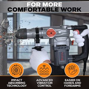 Impact Rotary hammer Drill and Demolition Hammer 1INCH SDS Construction Power Tools - Electric Jack Hammer and Corded SDS Power Drill Function for Chipping Concrete and Tile Removal - Chisel