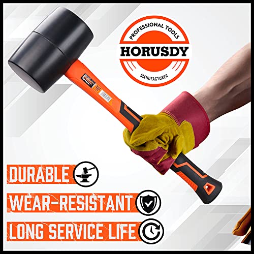 HORUSDY 16 oz Rubber Mallet Hammer, Fiberglass Rubber Mallet Handle (16oz Rubber Mallet)