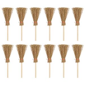 sewacc 12pcs tiny broom wizard decor witch prop pendantdant witch broomstick decor miniature broom halloween ornaments broom for witch toys crafts witches prop child perfect straw wooden