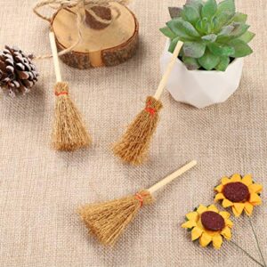 SEWACC 12pcs Tiny Broom Wizard Decor Witch Prop Pendantdant Witch Broomstick Decor Miniature Broom Halloween Ornaments Broom for Witch Toys Crafts Witches Prop Child Perfect Straw Wooden