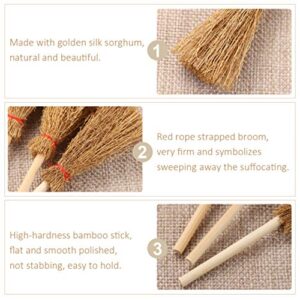 SEWACC 12pcs Tiny Broom Wizard Decor Witch Prop Pendantdant Witch Broomstick Decor Miniature Broom Halloween Ornaments Broom for Witch Toys Crafts Witches Prop Child Perfect Straw Wooden