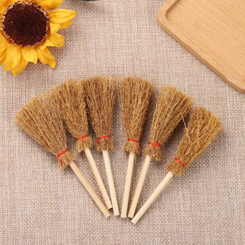 SEWACC 12pcs Tiny Broom Wizard Decor Witch Prop Pendantdant Witch Broomstick Decor Miniature Broom Halloween Ornaments Broom for Witch Toys Crafts Witches Prop Child Perfect Straw Wooden