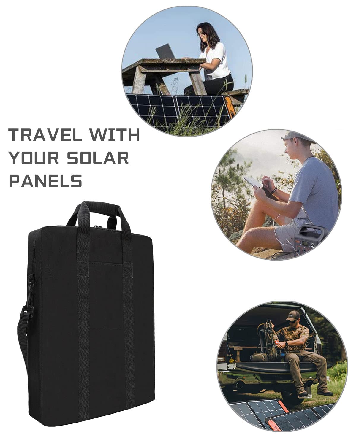 Global Storage Padded Utility Solar Panel Bag,for Jackery 100 watt Solar Panel,Double Layer Design, Can Hold 2 Battery Panels.