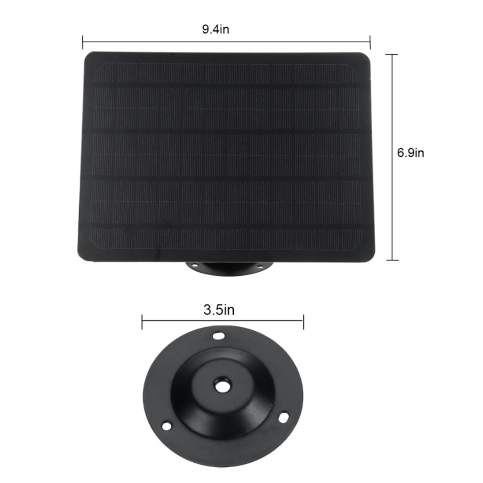 Uxsiya Solar Generator Panel, 10W Waterproof Monocrystalline PET Uninterrupted Charging Durable Outdoor Solar Panel for Security Camera