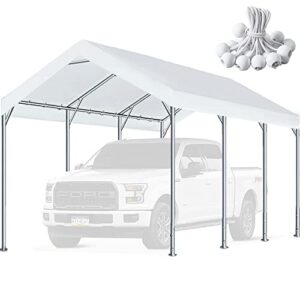 10'x20' carport replacement top canopy cover for car garage shelter tent party tent with ball bungees white (only top cover, frame is not included)