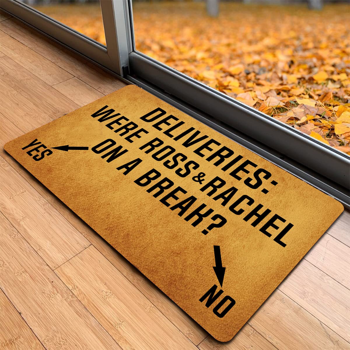 Funny Welcome Front Door Mats Indoor Entrance Rug Deliveries Were Ross And Rachel On A Break Personalized Monogram Kitchen Rugs and Mats With Anti-Slip Rubber Back Novelty Gift Mat(23.7 X 15.9 in)