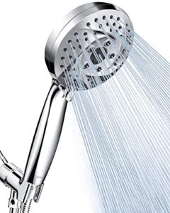 atthomie modern shower head with 6 spray settings, anti-clog detachable & removable, 60 inch stainless steel hose, adjustable brass joint, tool-free installation