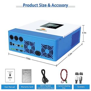 SUNGOLDPOWER 5000W 48 Volt Hybrid Solar Inverter Pure Sine Wave, 120Vac AC Input,120Vac AC Output, 100A MPPT Solar Charger and 40A AC Battery Charger (Parallel&Grid Feedback&Batteryless)