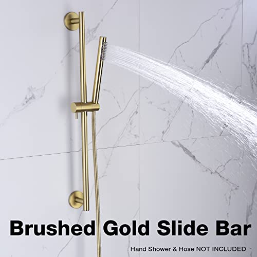 TRUSTMI Slide Bar 26 Inch with Adjustable Handheld Shower Head Holder Brass, Wall Mounted, Brushed Gold