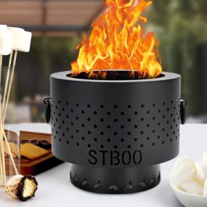 stboo tabletop fire pit, low smoke pellet portable firepit, indoor/outdoor mini personal fireplace with travel bag, small smores firepit for patio, camping, porch, balcony, garden decor,7.8x6.6 inch