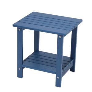 byzane double adirondack side table, weather resistant, rectangular end table for patio, garden, lawn, indoor outdoor companion, navy blue