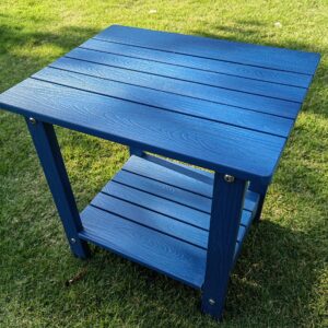 Byzane Double Adirondack Side Table, Weather Resistant, Rectangular End Table for Patio, Garden, Lawn, Indoor Outdoor Companion, Navy Blue