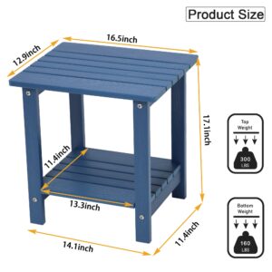 Byzane Double Adirondack Side Table, Weather Resistant, Rectangular End Table for Patio, Garden, Lawn, Indoor Outdoor Companion, Navy Blue