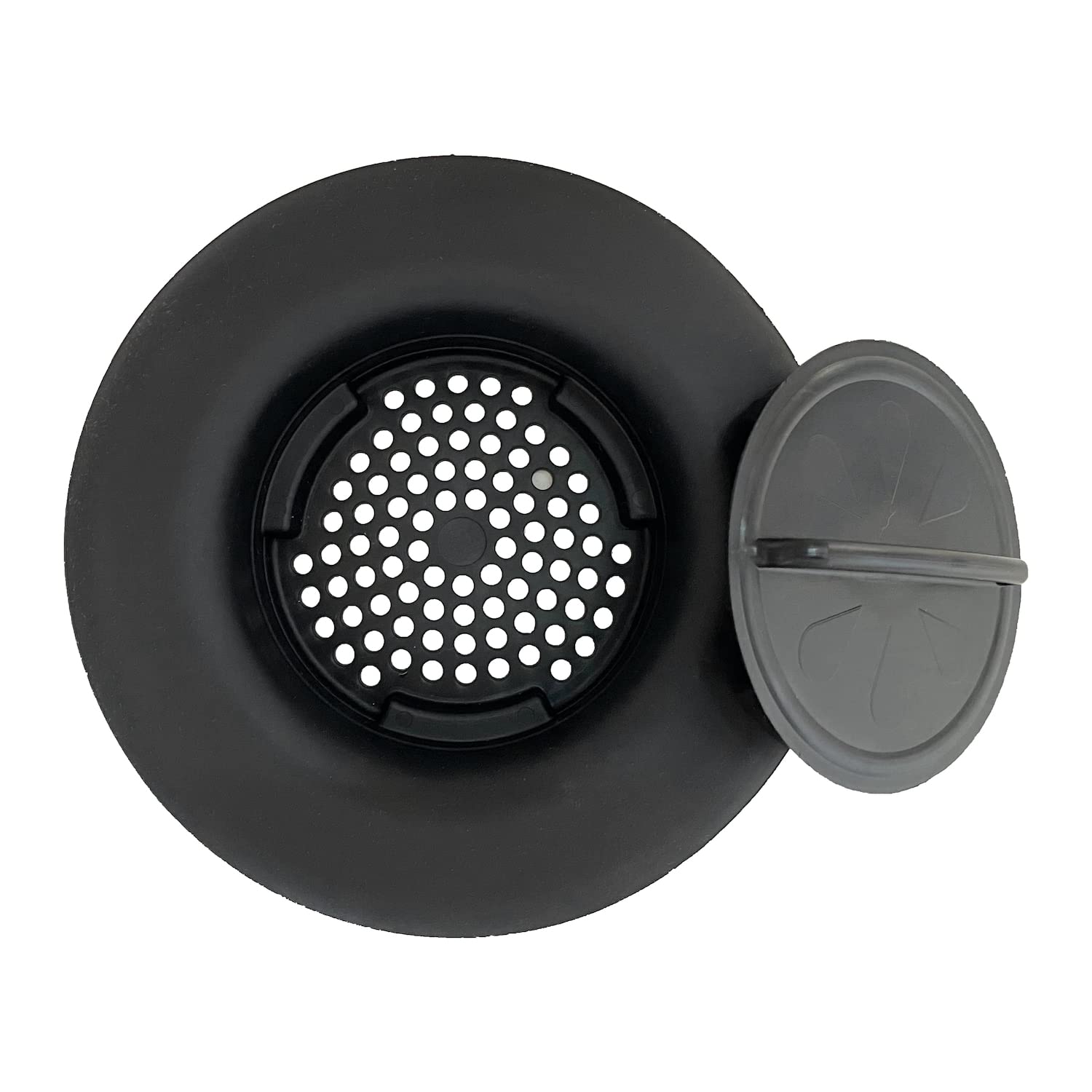 Flex Strainer Kitchen Sink Strainer with Drain Stopper Plug, 2N1, Basket Replacement for 3-1/2” drains, 5-1/4” Diameter, USA Made Black Single