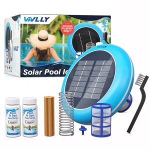 Vivlly Solar Pool Ionizer, Cleaner, and Purifier Restores Clear, Chlorine-Free Water, Long Lasting Anode for 35,000 Gallons, Natural Shock for Swimming Areas, Smart Replacement