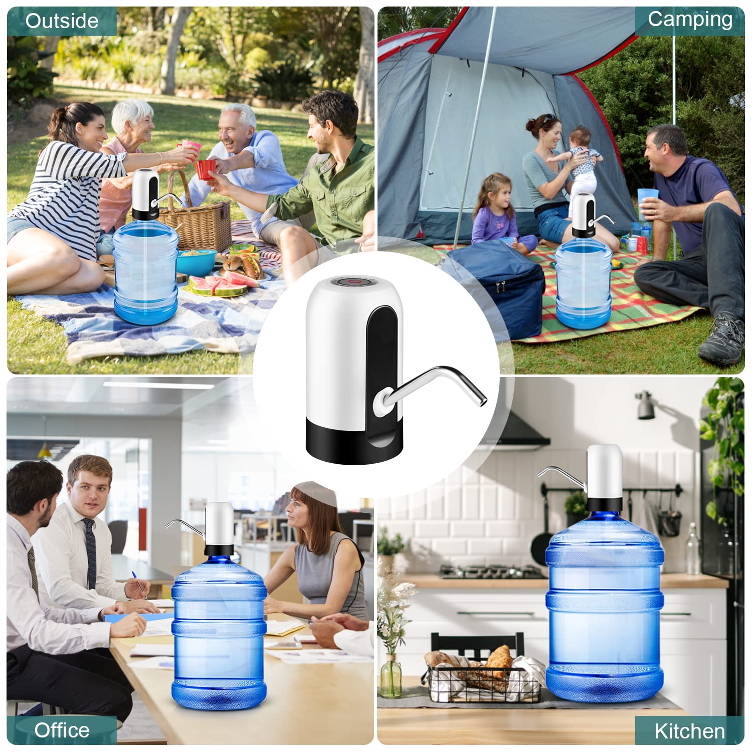 5 Gallon Water Dispenser, LONEASY Portable USB Charging Electric Drinking Water Pump for 5 Gallon Bottle, Automatic Water Jug Dispenser Water Bottle Pump for Home Kitchen Office Camping
