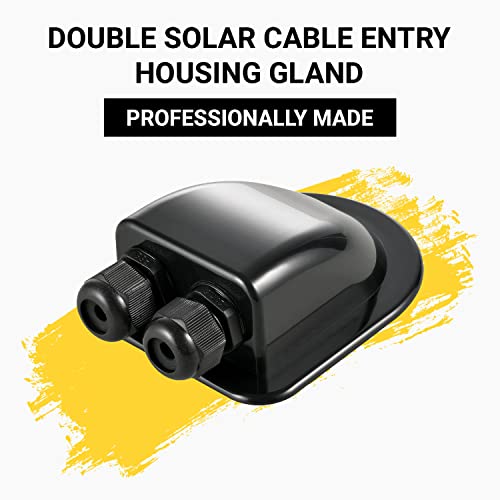 Spartan Power Black ABS Double Solar Cable Entry Housing Gland for Solar Panel in RV, Truck Camper, Van, Boat, Cabin (Black, 1 Pack)