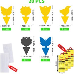 Wizpesty Fruit Fly Traps for Indoors,20pcs Yellow Sticky Fly Traps,Gnat Traps,Bugs Catcher for House Indoor and Outdoor, Bonus 4 Fly Paper Tubes