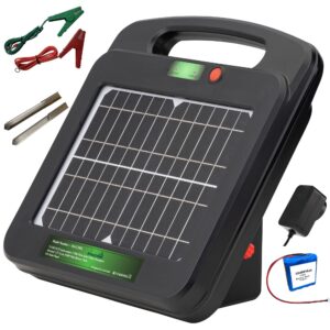 my animal command solar powered electric fence charger 3 mile 0.25 joules output (9-11kv) electric fence energizer containment & protection of livestock, horses, cattle sheep, pets easy installation