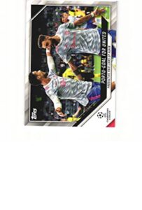 cristiano ronaldo bruno fernandes 2021-22 topps uefa champions league soccer #128 checklist card manchester united