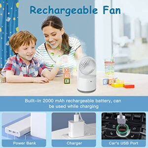 AiTechny Desk Misting Fan with 300ML Large Water Tank Personal Table Fan with 3 Speed Strong Wind Portable Misting Fan with 7 Colorful Nightlights for Home, Outdoor (White)