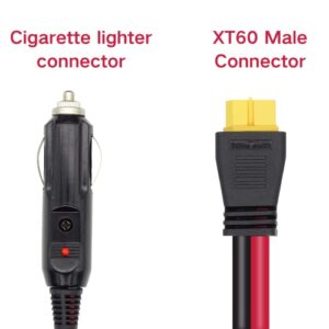 XT60 Extension Cable Cigarette Plug Extension Cable XT60 to Cigarette Plug 10Feet 14AWG XT60 Adpter Cable Compatible with Solar Panel RV Portable Power Station Solar Generator