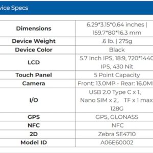 Minno Apex 6" Rugged Android Handheld Tablet with Scanner (6")