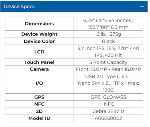 Minno Apex 6" Rugged Android Handheld Tablet with Scanner (6")