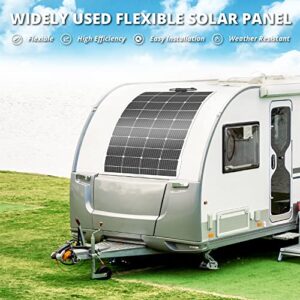 Voltset 200 Watt Flexible Solar Panel, 2 x 100W 12V ETFE Monocrystalline Panel Bendable Solar Panel, Lightweight Solar Panel Charger for RV Car Van Marine Tent Camping